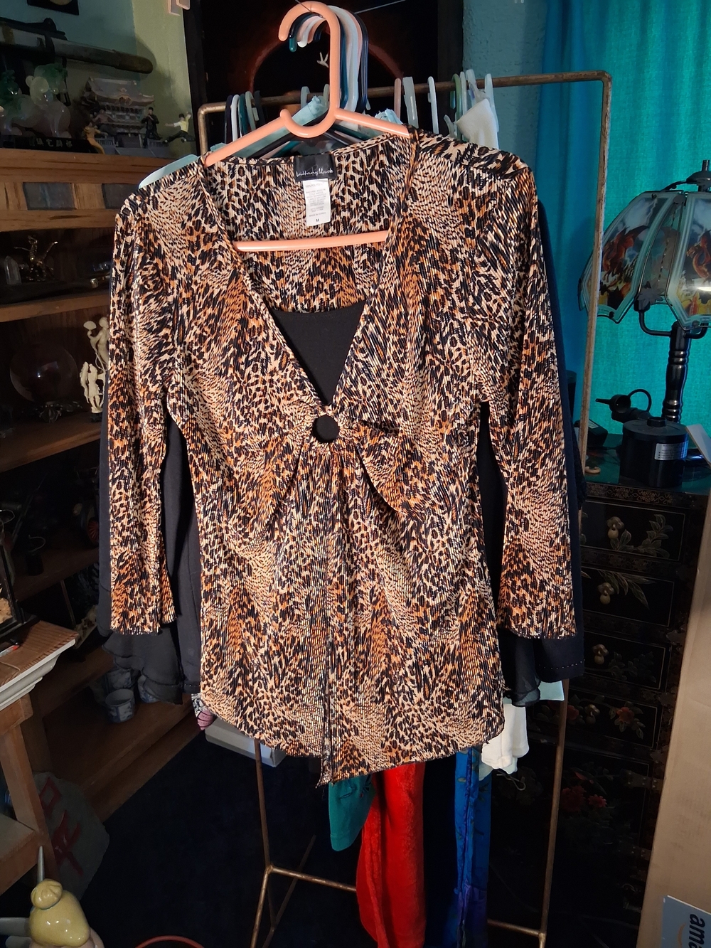 Brittany Black Brown Animal Print V-Neck Long Sleeve Top